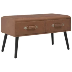 Banquette Pouf Tabouret Meuble Banc Avec Tiroirs 80 Cm Marron Foncé Synthétique 3002159
