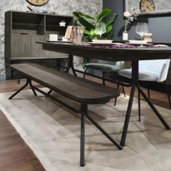 Banc En Bois D'acacia Massif Cendré Avec Piètement Métal Noir - KUBI -Sominova Soldes Boutique banc bout de lit malle et coffre 8842783