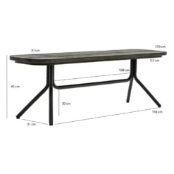 Banc En Bois D'acacia Massif Cendré Avec Piètement Métal Noir - KUBI -Sominova Soldes Boutique banc bout de lit malle et coffre 8842789