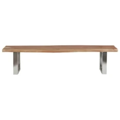 JAIPUR - Banc 160cm Acacia Et Métal Chromé Piètement U