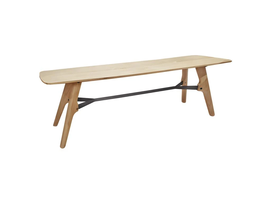 Banc Bois Plaqué Chêne Pieds Chêne Massif Et Métal 160cm - NATTE 6724 3 Banc Bois Plaqué Chêne Pieds Chêne Massif Et Métal 160cm - NATTE 6724