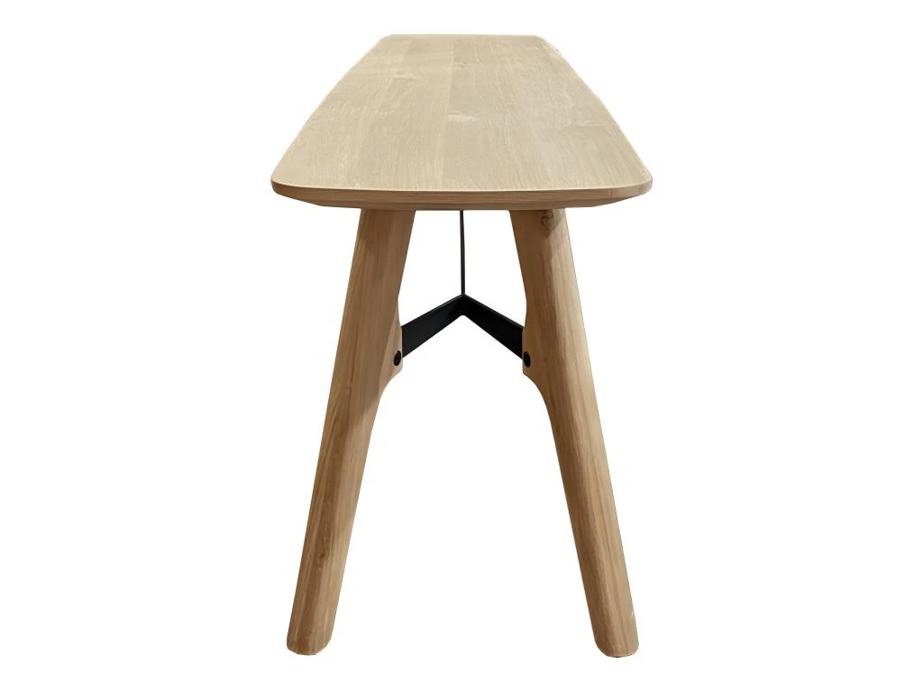 Banc Bois Plaqué Chêne Pieds Chêne Massif Et Métal 160cm - NATTE 6724 6 Banc Bois Plaqué Chêne Pieds Chêne Massif Et Métal 160cm - NATTE 6724 – Image 4