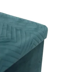 FLOY - Banc Pliable Velours Bleu Canard Avec Tiroirs -Sominova Soldes Boutique banc bout de lit malle et coffre 9428311