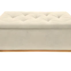 Banc / Bout De Lit Avec Coffre De Rangement Tissu Doux écru - SKY -Sominova Soldes Boutique banc bout de lit malle et coffre 9428351