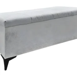 Banc / Bout De Lit Avec Coffre De Rangement Tissu Gris Chiné - AISHA