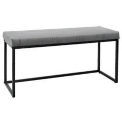 ALESSIA - Banc Avec Assise Velours Côtelé Gris