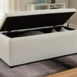 Banc Coffre De Rangement CONCIERTO En Simili - Blanc