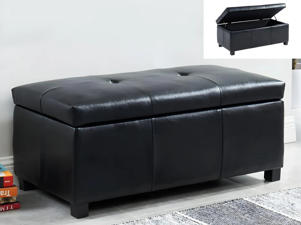 Banc Coffre Simili FILIPPO - Noir 3 Banc Coffre Simili FILIPPO - Noir