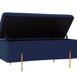 Banc Coffre En Velours HERVE - Bleu Nuit 14 Banc Coffre En Velours HERVE - Bleu Nuit -Sominova Soldes Boutique banc bout de lit 402853