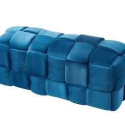 Banc Tressé En Velours Bleu FABERO -Sominova Soldes Boutique banc bout de lit 453819