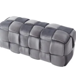 Banc Tressé En Velours Anthracite FABERO -Sominova Soldes Boutique banc bout de lit 453839