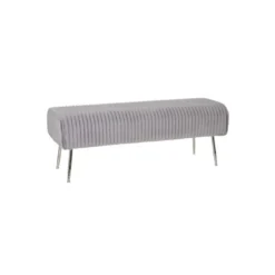 Banc Tissu Rainuré Gris/Métal Argent - ETIOR