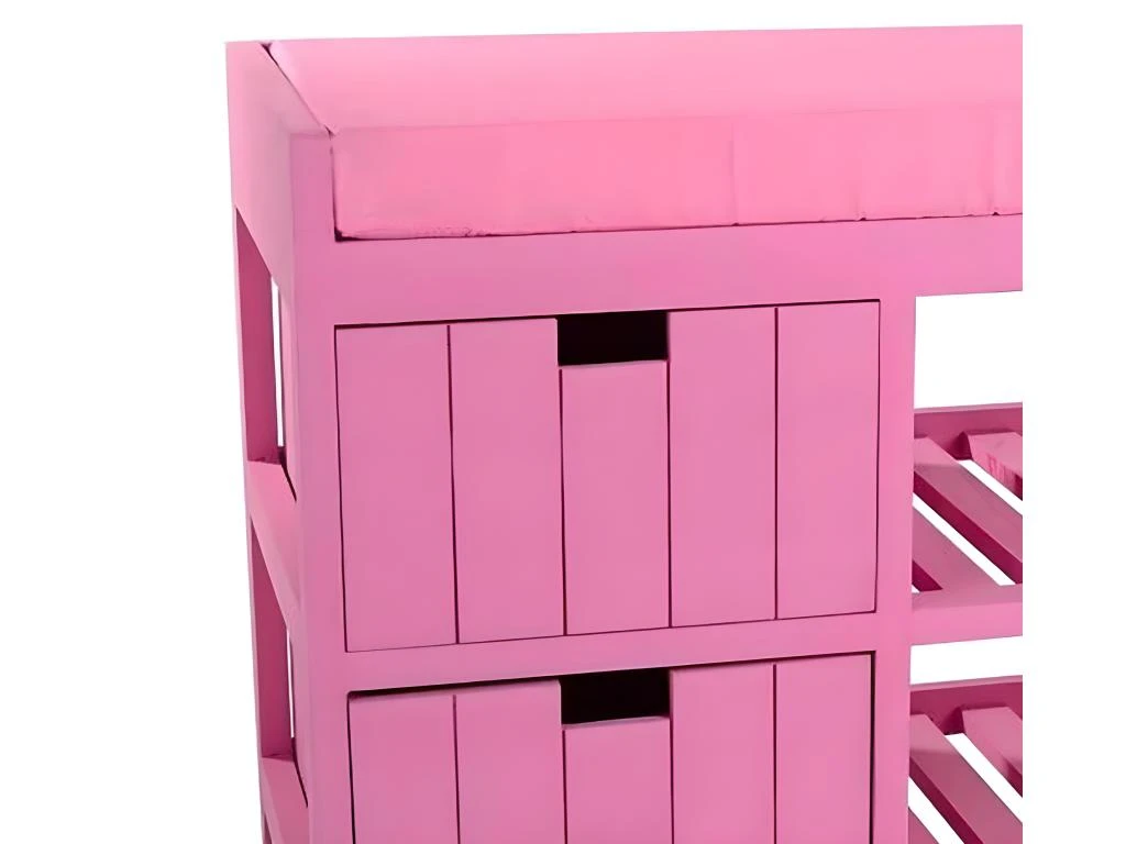 Banc Enfant Bois Seuni 2 Tiroirs Rose Atmosphera - Rose 4 Banc Enfant Bois Seuni 2 Tiroirs Rose Atmosphera - Rose â Image 2