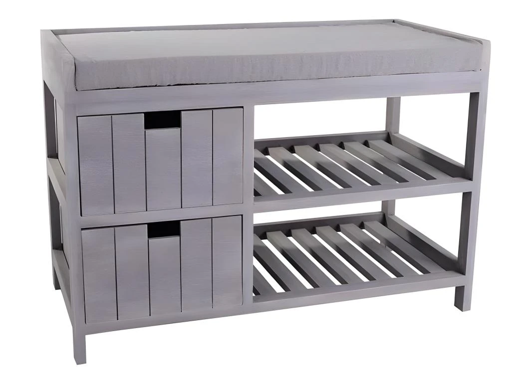 Banc Enfant Bois Seuni 2 Tiroirs Gris Atmosphera - Gris 3 Banc Enfant Bois Seuni 2 Tiroirs Gris Atmosphera - Gris