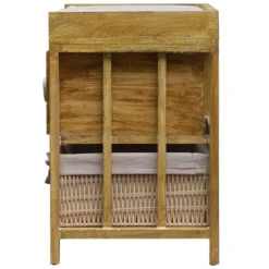 Banc Coffre 4 Tiroirs Bois Osier Beige Vintage 46x60x30 -Sominova Soldes Boutique banc 12518483