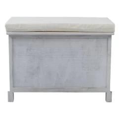 Banquette Gris En Bois 2 Tiroirs 2 Paniers En Osier Shabby 46x60x33 -Sominova Soldes Boutique banc 12573563