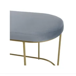 ALBANE - Banc Velours Bleu Pieds Arrondis Métal Doré 9 ALBANE - Banc Velours Bleu Pieds Arrondis Métal Doré -Sominova Soldes Boutique banc 14638951