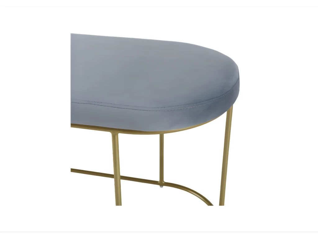 ALBANE - Banc Velours Bleu Pieds Arrondis Métal Doré 5 ALBANE - Banc Velours Bleu Pieds Arrondis Métal Doré – Image 3