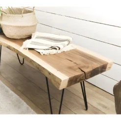 LALY - Banc Bois Nature Mungur Pieds épingles Scandi Métal -Sominova Soldes Boutique banc 14639069