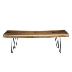 LALY - Banc Bois Nature Mungur Pieds épingles Scandi Métal -Sominova Soldes Boutique banc 14639073