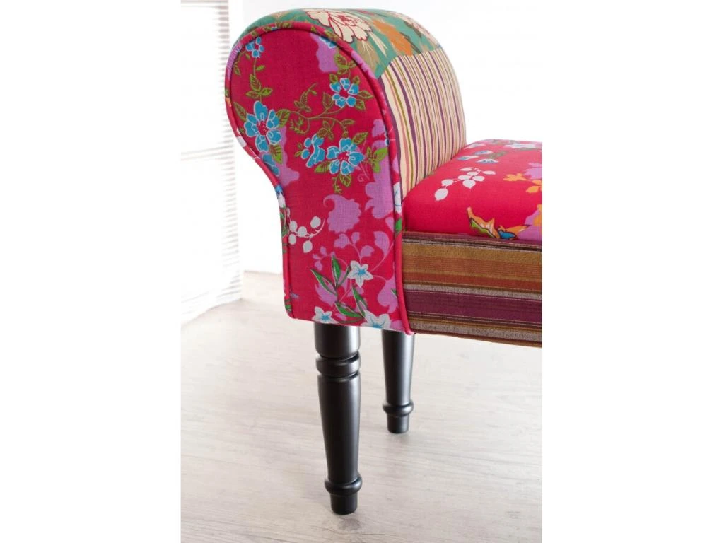 ARTHUR - Banc De Lit Rectangulaire Tissu Bohème Multicolore Pieds Bois Noir 5 ARTHUR - Banc De Lit Rectangulaire Tissu Bohème Multicolore Pieds Bois Noir – Image 3