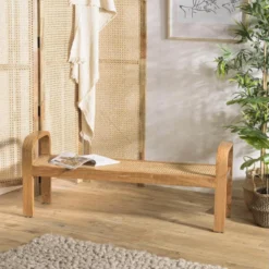 EDEN - Banc 2 Places Bois De Mindi Et Rotin Naturel -Sominova Soldes Boutique banc 14667963