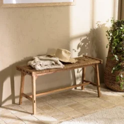 ALIDA - Banc 100x36cm Assise En Tissage D'abaca Naturel