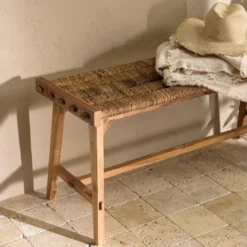 ALIDA - Banc 100x36cm Assise En Tissage D'abaca Naturel -Sominova Soldes Boutique banc 14667969