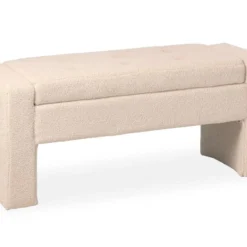 Banquette-coffre Rodney Tissu Bouclette Beige -Sominova Soldes Boutique banc 15599491