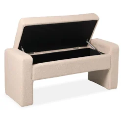 Banquette-coffre Rodney Tissu Bouclette Beige -Sominova Soldes Boutique banc 15599493