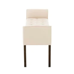 Banc Banquette Capitonné En Tissu Crème Avec Pieds En Bois Marron Foncé Largeur 133cm BAN10090 8 Banc Banquette Capitonné En Tissu Crème Avec Pieds En Bois Marron Foncé Largeur 133cm BAN10090 -Sominova Soldes Boutique banc 15776369