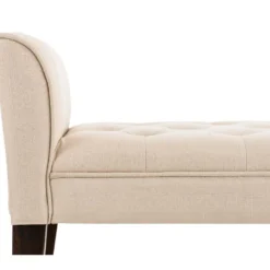 Banc Banquette Capitonné En Tissu Crème Avec Pieds En Bois Marron Foncé Largeur 133cm BAN10090 9 Banc Banquette Capitonné En Tissu Crème Avec Pieds En Bois Marron Foncé Largeur 133cm BAN10090 -Sominova Soldes Boutique banc 15776371