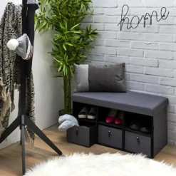 Banc-étagère à Chaussures Gris Foncé, 76,5x37,5x38,5 Cm -Sominova Soldes Boutique banc 17527015