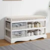 Coffre De Rangement 2 Tiroirs Osier Bois Blanc Shabby 46x80x33 -Sominova Soldes Boutique banc 18365495