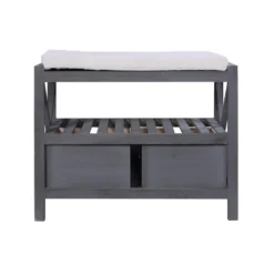 Banc Banquette Assise 2 Tiroirs Bois Gris Shabby Chic 43x65x34 -Sominova Soldes Boutique banc 18397341