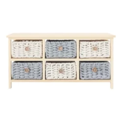 Banc De Rangement 6 Tiroirs En Bois De Pin Beige Et Gris Pour L'entrée -Sominova Soldes Boutique banc 18431793