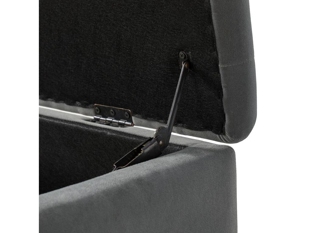 Banc De Rangement Moderne En Velours Avec Base Dorée Et Garniture Cloutée, Banc De Chambre Rembourré Pour Bout De Lit, Repose-Pieds Capitonné Pour Entrée, Salon, Salle à Manger, Gris 6 Banc De Rangement Moderne En Velours Avec Base Dorée Et Garniture Cloutée, Banc De Chambre Rembourré Pour Bout De Lit, Repose-Pieds Capitonné Pour Entrée, Salon, Salle à Manger, Gris – Image 4