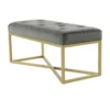 Banc Design Velours "Cameron" 90cm Gris & Or -Sominova Soldes Boutique banc 19094805