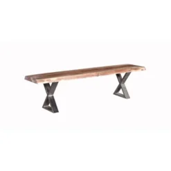 Banc En Bois Massif "Crosa" 160cm Marron & Chrome -Sominova Soldes Boutique banc 19095301