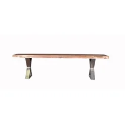 Banc En Bois Massif "Crosa" 160cm Marron & Chrome -Sominova Soldes Boutique banc 19095303