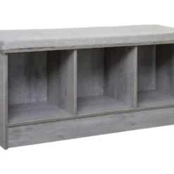 2 En 1 Banc Et Rangement En Bois Gris 3 Cases Mix N' Modul