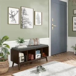 Banc Avec 4 Compartiments En MDF Marron -Sominova Soldes Boutique banc 21462427