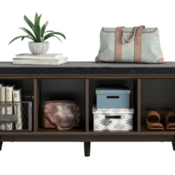 Banc Avec 4 Compartiments En MDF Marron -Sominova Soldes Boutique banc 21462431