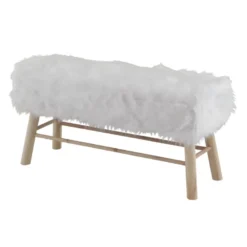 Banc En Bois Et Fourrure Synthétique Blanche 2 Places - -Sominova Soldes Boutique banc 22133391