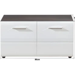 LineGD Banc, 2 Portes, Argent Fumé, Blanc Brillant. -Sominova Soldes Boutique banc 22157867