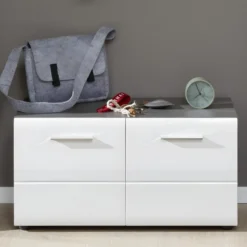 LineGD Banc, 2 Portes, Argent Fumé, Blanc Brillant. -Sominova Soldes Boutique banc 22157869