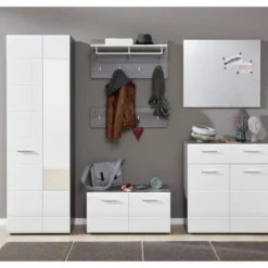 LineGD Banc, 2 Portes, Argent Fumé, Blanc Brillant. -Sominova Soldes Boutique banc 22157873