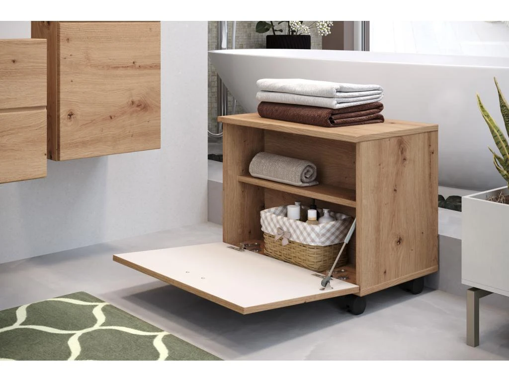 Geo Banc Pour Salle De Bain, 1 Compartiment Ouvert, 1 Rabat Imitation Chêne. 8 Geo Banc Pour Salle De Bain, 1 Compartiment Ouvert, 1 Rabat Imitation Chêne. – Image 6