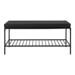 HARALD - Banc D'Entrée 2 Places Acier Et Coussins Noirs -Sominova Soldes Boutique banc 22397951