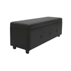 Banc Coffre - Bout De Lit - Simili Noir Classique - L 140 Cm - BOX
